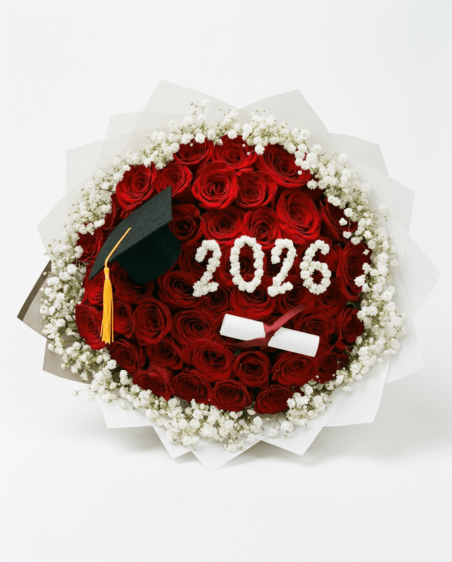Graduation Red Rose Bouquet