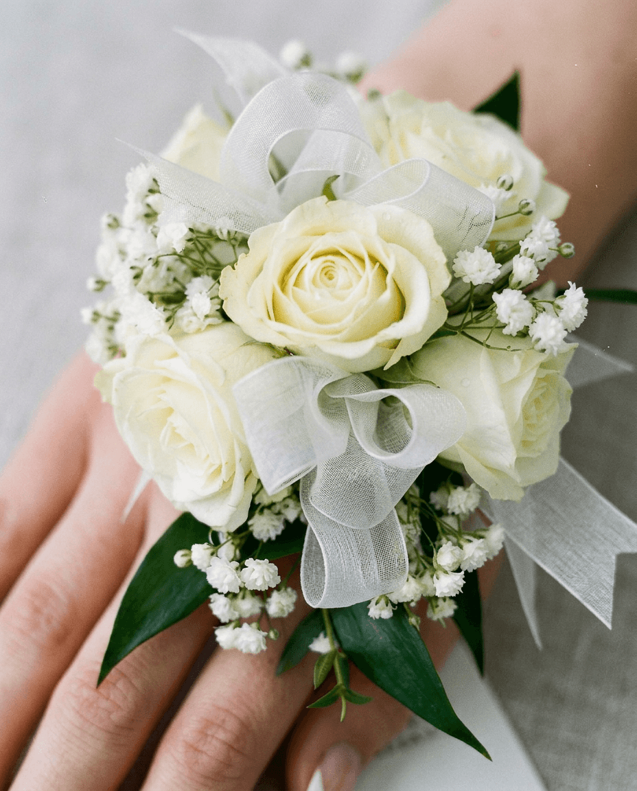 Classic Ivory Rose Wrist Corsage
